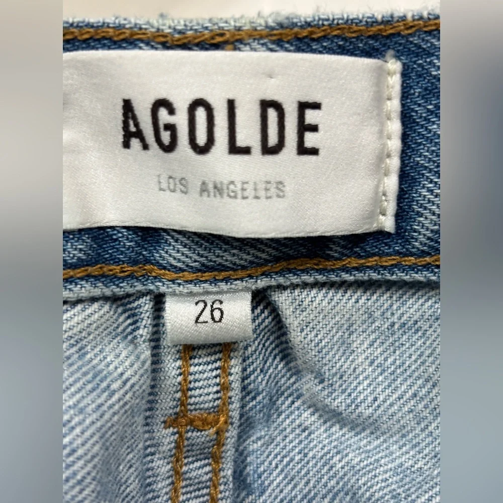 Agolde Curio Mid Rise Relaxed Boot Organic Cotton Distressed Jeans - Picture 5 of 12